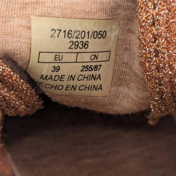 Zara Basic Collection Womens Lace Up Shiny Sparkly Rose Gold Sneakers Size 8 - Picture 12 of 13